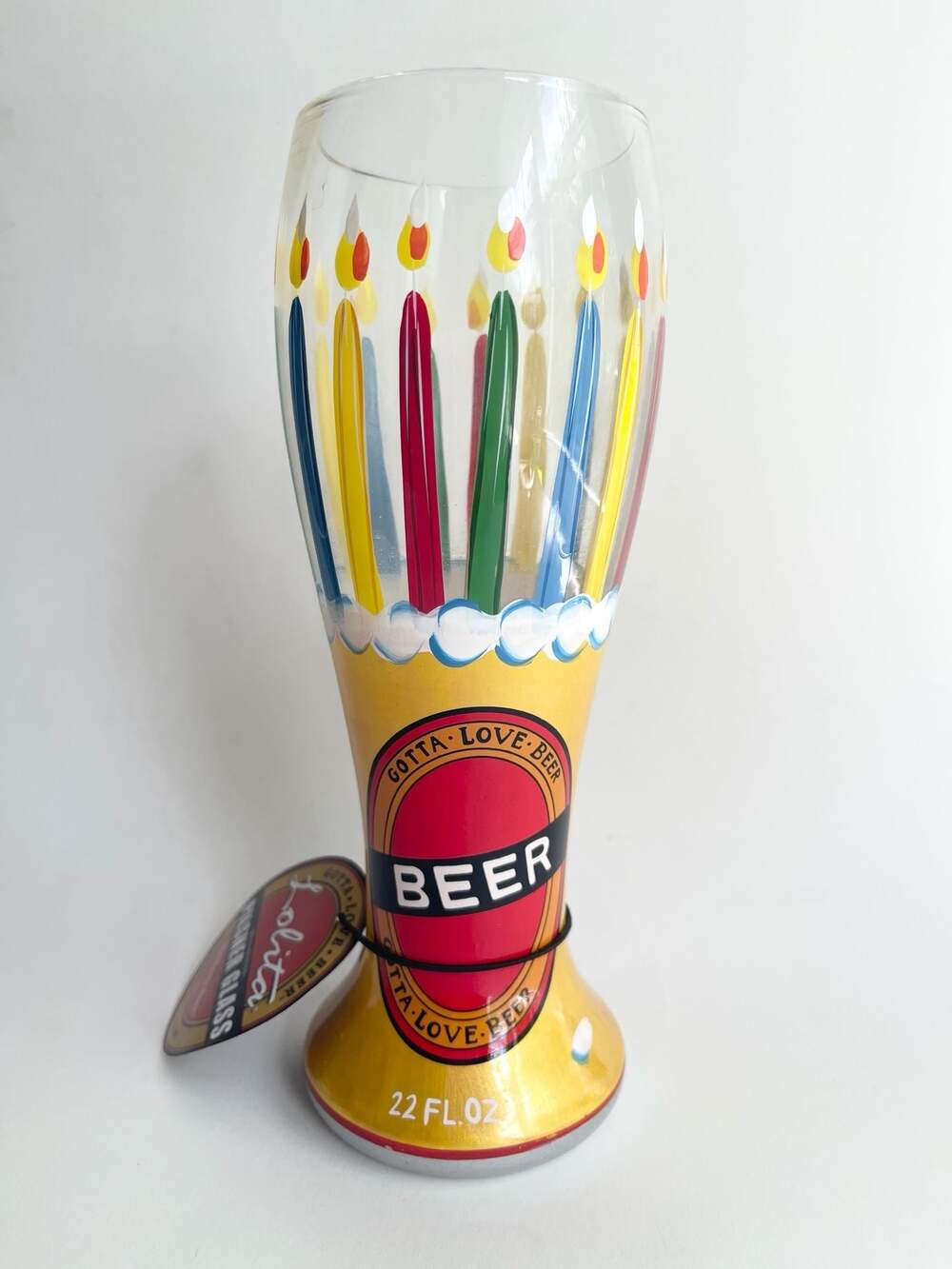 Lolita "Birthday Beer" Pilsner Beer Glass 22 oz. Hand Painted